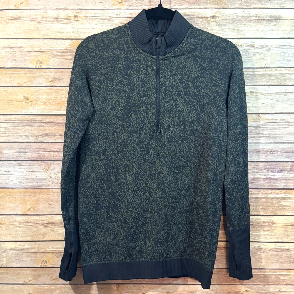 Lululemon Womens Green & Black Rest Less 1/2 Zip Pullover 6